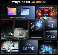 داش كام شاومي 70mai X800 4K كاميرا أمامية وخلفية