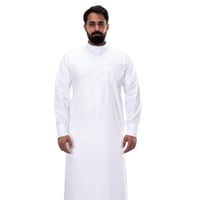 ثوب دروش رجالي ياقة كيرف بدون حشوة أبيض