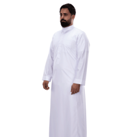 دروش ثوب رجالي قبة كيرف أبيض سادة