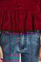 جاكيت مخمل مزين بطيات