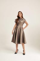 فستان جلد بأكمام قصيرة