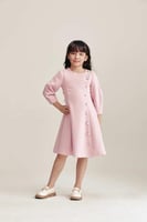 فستان تويد مزين بأزرار