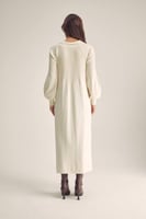 فستان محبوك بأكمام بالون