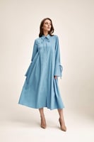 فستان قميص مزين بكسرات