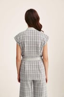 كارديغان بنقوش مربعة لامعة