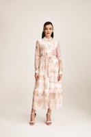 فستان مورد بتصميم طبقات