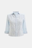 قميص مطبع بأكمام مزررة