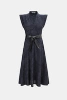 فستان تويد بحزام جلد