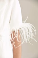 فستان طبقات بأكمام مزينة بالريش