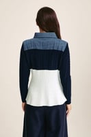 كارديغان محبوك بياقة جينز