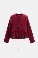 جاكيت مخمل مزين بطيات