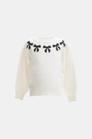 كنزة مزينة بفيونكات لامعة