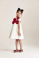 فستان مزين بورود بارزة