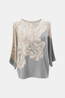 بلوزة واسعة بنقوش موردة
