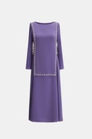 فستان قفطان مزين باللؤلؤ