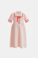 فستان محبوك بياقة بربطة