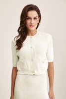 جاكيت محبوك مزين بجيوب