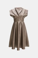 فستان جلد بأكمام قصيرة