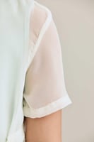 بلوزة بأكمام قصيرة شفافة