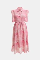 فستان مورد بأكمام منفوخة