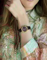 ‎ ساعة نسائية زايروس من الجلد الاسود