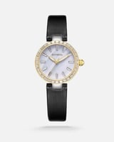 ساعة نسائية جلد باللون الأسود الفي اند كو