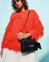 ‎ شنطة نسائية إمزوري جلد بلون أسود