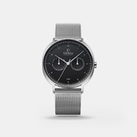 ساعة رجالية بسير شبكي باللون الفضي