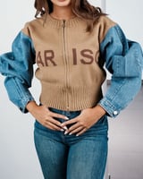 ‎ جاكيت نسائي الفي اند كو باللون الأزرق والبيج