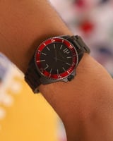 ساعة رجاليه إمزوري بسير خشبي بلون بني