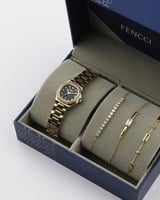 هدية نسائية فينشي ساعة ستيل بلون ذهبي واساور