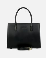 شنطة نسائية جلد فاخر بلون أسود