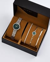 هدية نسائية الفي اند كو ساعة واساور بلون فضي