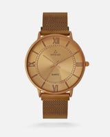 ‎ ساعة رجالية بسير شبكي بلون ذهبي