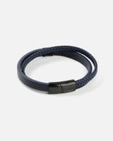 ‎ سوار رجالي جلد مجدول وناعم بلون أزرق | ZRB018M02...