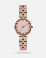 ‎ ساعة نسائية ستيل بلون فضي وروز قولد