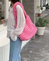 ‎ شنطة نسائية قماش باللون الوردي