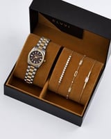 هدية نسائية الفي اند كو ساعة وأساور بتصميم مميز