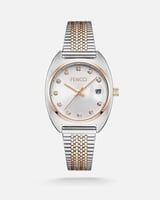 ‎ ساعة نسائية ستيل بلون فضي وروز قولد