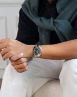 ‎ ساعة رجالية إلڤي ستيل بلون فضي وذهبي | LAS081M06...