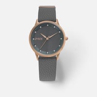 ‎ ساعة زايروس النسائيه من الجلد باللون الرمادي | Z...