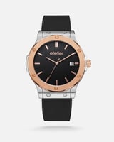 ‎ ساعة نسائية بسير من الربل بلون أسود