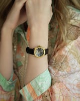 ‎ ساعة نسائية زايروس من الجلد الاسود