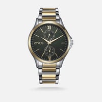 ‎ ساعة زايروس رجاليه من الستيل باللون الفضي والذهب...