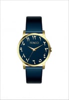 ‎ ساعة فينشي الرجاليه من الجلد بلون أزرق | FAL004M...