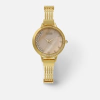 ‎ ساعة زايروس النسائية بسوار شبكي باللون الذهبي |...