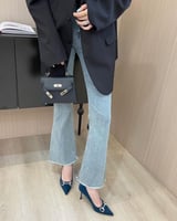 ‎ حذاء نسائي بكعب أنيق بلون أزرق