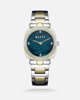 ‎ ساعة نسائيه إلڤي من الستيل بلون فضي وذهبي | LAS0...