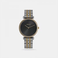 ‎ ساعة رجالية بسوار من الستيل الفضي والذهبي بتصميم...