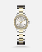 ‎ ساعة نسائية بسير ستيل بلون فضي وذهبي